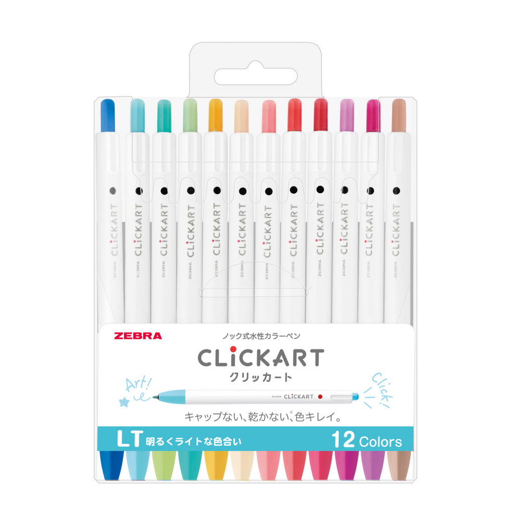 Zebra Click Art Marker - 12 Light Color Set - ZEBRA WYSS22 - 12CLT - IRO