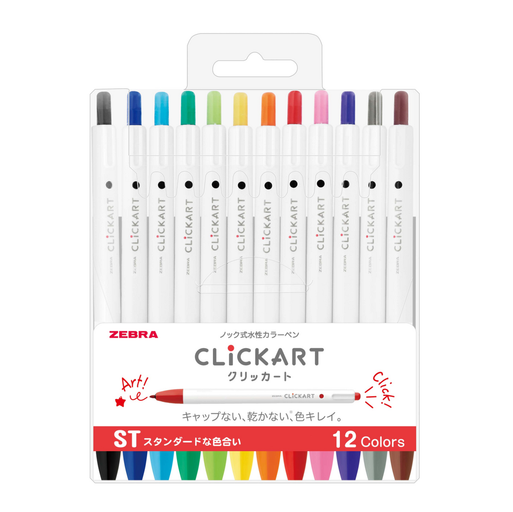 Zebra Click Art Marker - 12 Standard Color Set - ZEBRA WYSS22 - 12CST - IRO