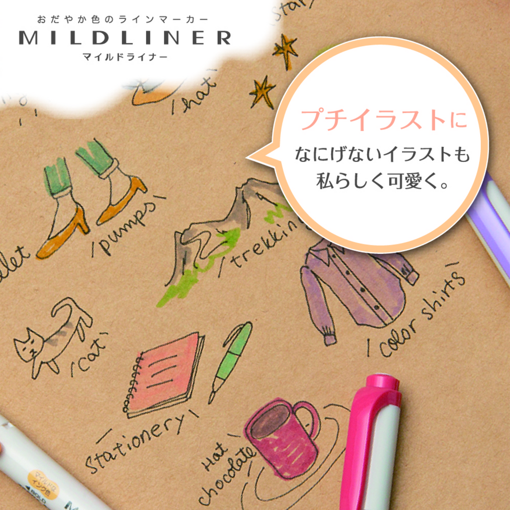 Highlighters Zebra Mildliner Double-Sided Highlighters - 5 Color Set Cool Color ZEBRA WKT7-5C-NC
