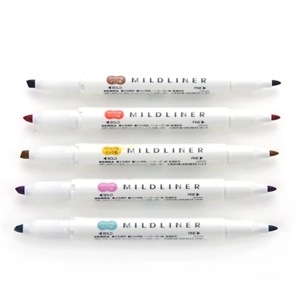 Highlighters Zebra Mildliner Double-Sided Highlighters - 5 Color Set Cool Color ZEBRA WKT7-5C-NC