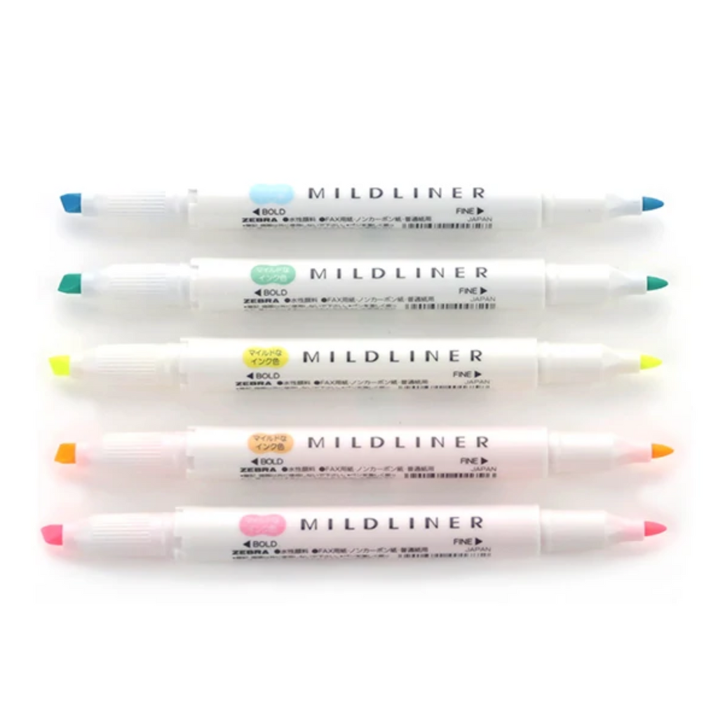 Highlighters Zebra Mildliner Double-Sided Highlighters - 5 Color Set Cool Color ZEBRA WKT7-5C-NC