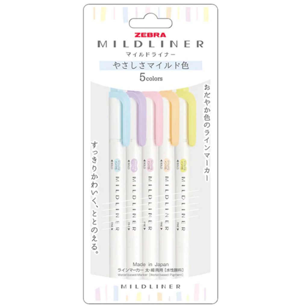 Highlighters Zebra Mildliner Double-Sided Highlighters - 5 Gentle Color Set - 2022 New ZEBRA WKT7-5C-YC