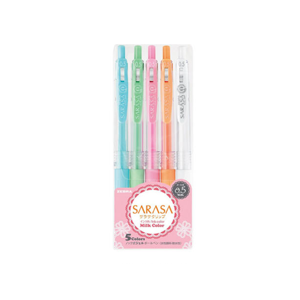 Gel Pens Zebra Sarasa Clip Gel Pen - 5 Milk Color Set - 0.5 mm ZEBRA JJ15-5C-MK