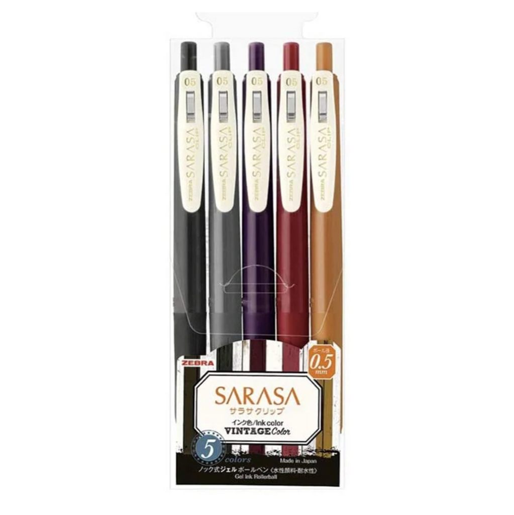 Gel Pens Zebra Sarasa Clip Gel Pen - 5 Vintage Color Set B - 0.5 mm ZEBRA JJ15-5C-VI2