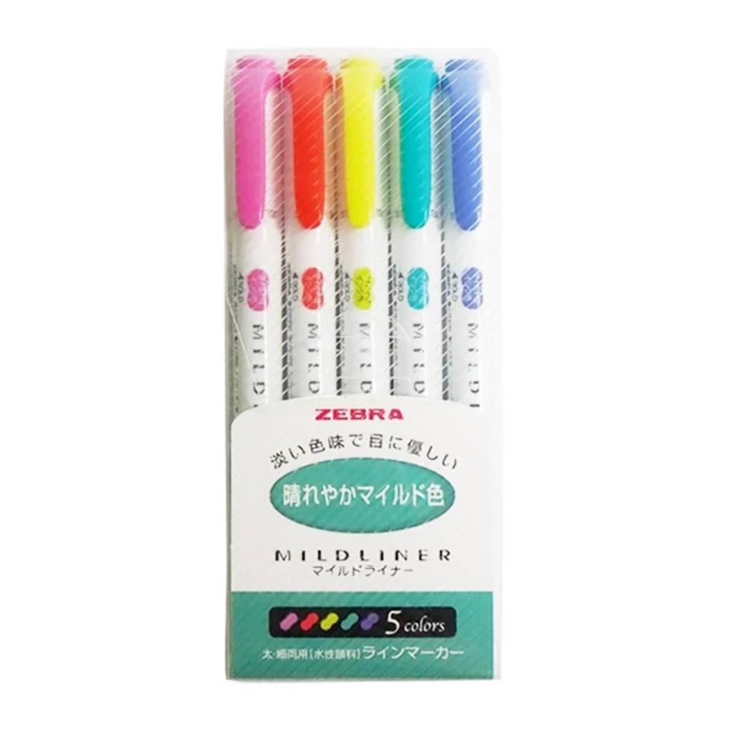 Highlighters Zebra Mildliner Double-Sided Highlighters - 5 Color Set Bright Color ZEBRA WKT7-5C-HC