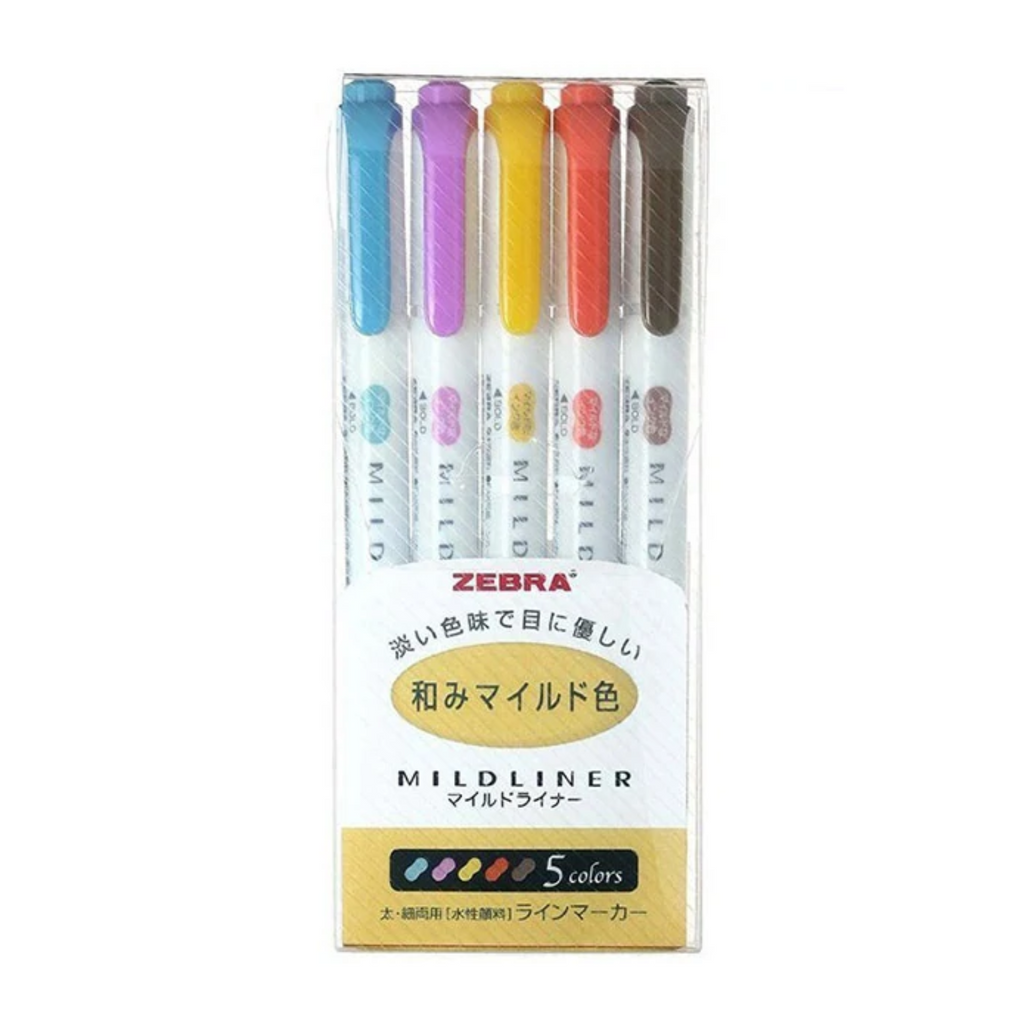 Highlighters Zebra Mildliner Double-Sided Highlighters - 5 Color Set Dark Color ZEBRA WKT7-5C-RC